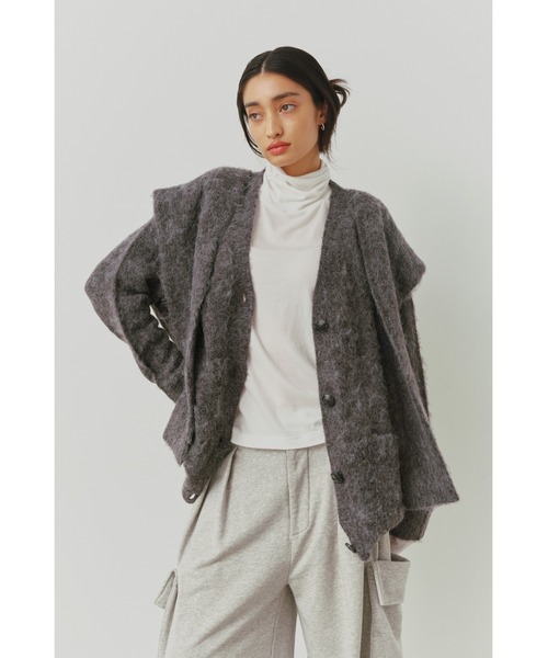 ALEXIA STAM（アリシアスタン）の「Double Sleeve Shaggy Knit Cardigan /ダブルスリーブシャギーカーデ（カーディガン/ボレロ・レディース・グレー/ベージュ・FREE）」の10枚目の写真
