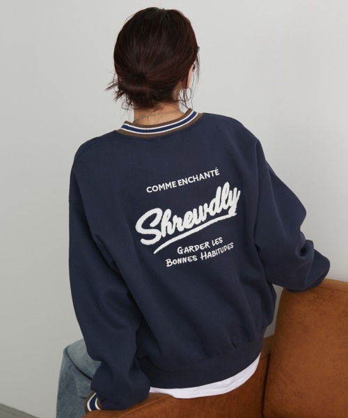 Auntie Rosa Holiday（アンティローザホリデー）の「裏起毛ラインリブバック刺繍スウェット（スウェット・レディース・グレー/ネイビー・FREE）」の8枚目の写真