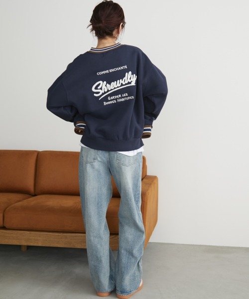 Auntie Rosa Holiday（アンティローザホリデー）の「裏起毛ラインリブバック刺繍スウェット（スウェット・レディース・グレー/ネイビー・FREE）」の12枚目の写真