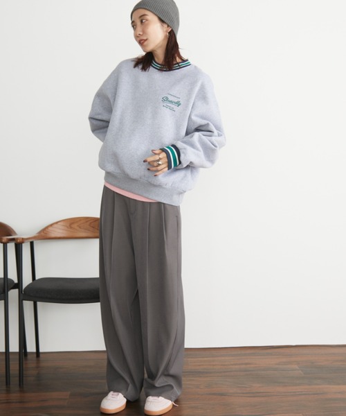 Auntie Rosa Holiday（アンティローザホリデー）の「裏起毛ラインリブバック刺繍スウェット（スウェット・レディース・グレー/ネイビー・FREE）」の18枚目の写真
