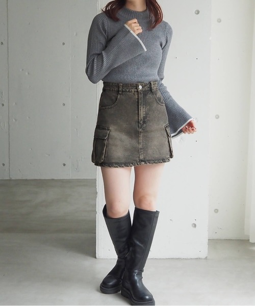 tiptop(ティップトップ)の「【2サイズ展開】カーゴデニムミニスカパン(スカート・レディース・ダークブルー/ブラック/ブルー/カーキ・S/M)」の8枚目の写真