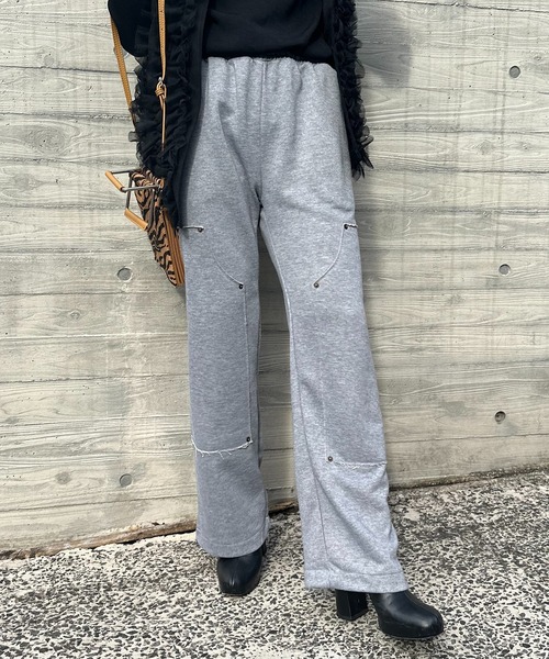 mi via loca(ミヴィアロカ)の「Vintageライク パッチデザイン スウェットイージーパンツ(スウェットパンツ・レディース・トップグレー/オートミール・FREE)」の4枚目の写真