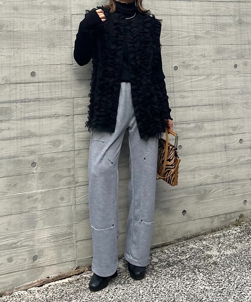 mi via loca(ミヴィアロカ)の「Vintageライク パッチデザイン スウェットイージーパンツ(スウェットパンツ・レディース・トップグレー/オートミール・FREE)」の17枚目の写真