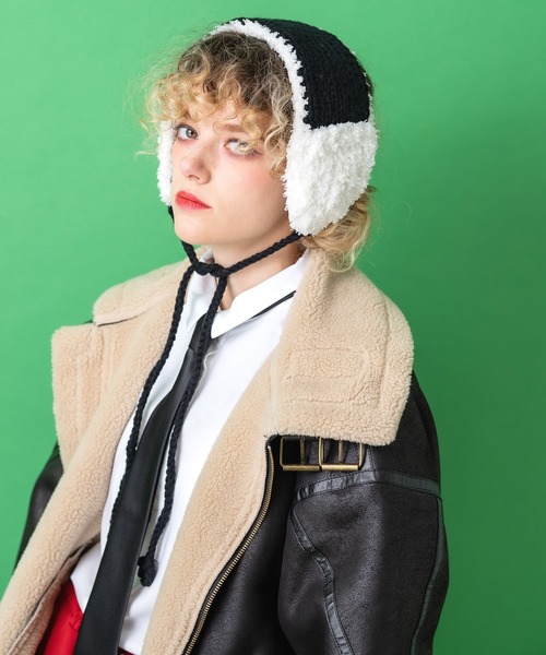 an meets zakka ニット×ファーリバーシブルイヤーマフ / 耳当て