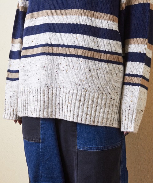 【セール】バルキーボーダーオフタートルプルオーバーニット（ニット/セーター）｜CUBE SUGAR（キューブシュガー）