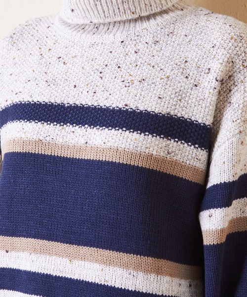 【セール】バルキーボーダーオフタートルプルオーバーニット（ニット/セーター）｜CUBE SUGAR（キューブシュガー）