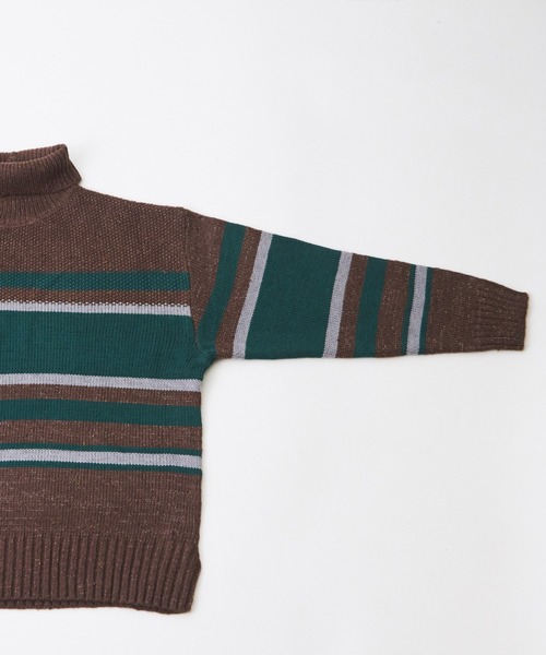 【セール】バルキーボーダーオフタートルプルオーバーニット（ニット/セーター）｜CUBE SUGAR（キューブシュガー）
