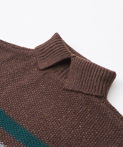 【セール】バルキーボーダーオフタートルプルオーバーニット（ニット/セーター）｜CUBE SUGAR（キューブシュガー）