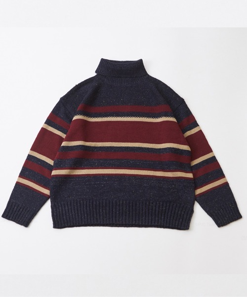 【セール】バルキーボーダーオフタートルプルオーバーニット（ニット/セーター）｜CUBE SUGAR（キューブシュガー）