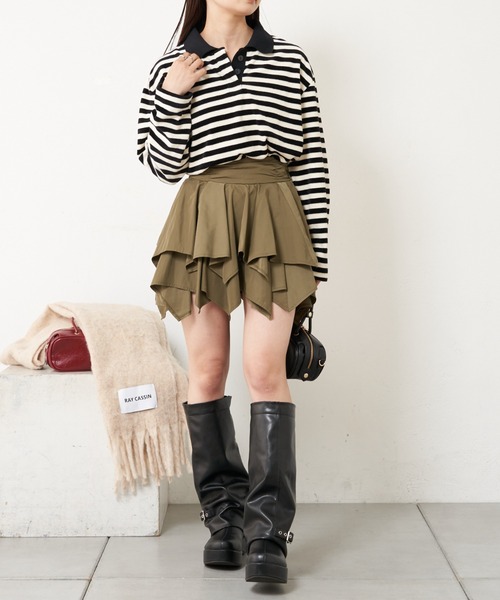 RAY CASSIN(レイカズン)の「ティアードミニスカパン(スカート・レディース・ブラック/カーキ/ホワイト・FREE)」の15枚目の写真