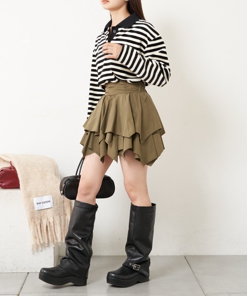 RAY CASSIN(レイカズン)の「ティアードミニスカパン(スカート・レディース・ブラック/カーキ/ホワイト・FREE)」の19枚目の写真