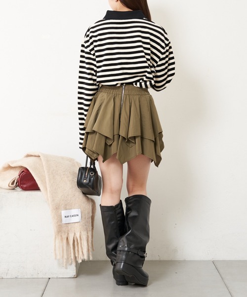 RAY CASSIN(レイカズン)の「ティアードミニスカパン(スカート・レディース・ブラック/カーキ/ホワイト・FREE)」の16枚目の写真