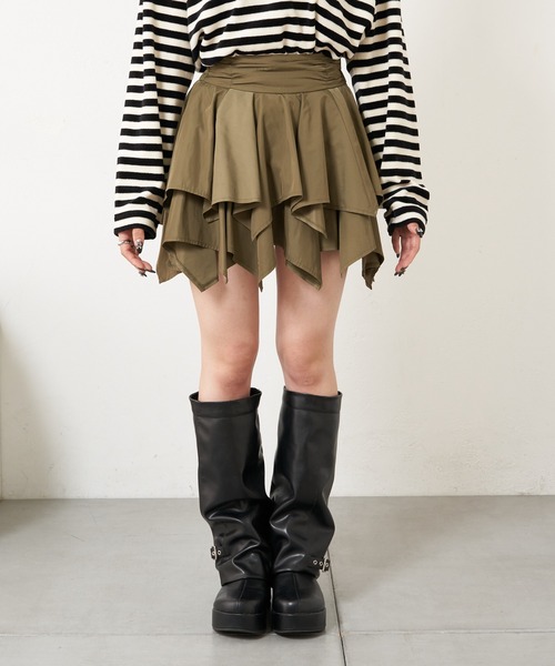 RAY CASSIN(レイカズン)の「ティアードミニスカパン(スカート・レディース・ブラック/カーキ/ホワイト・FREE)」の21枚目の写真