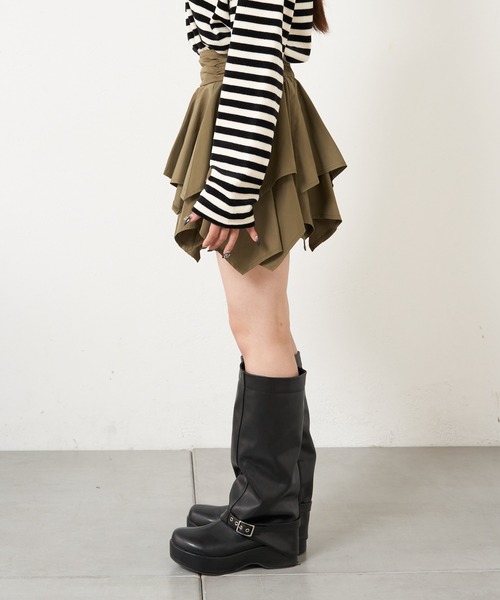 RAY CASSIN(レイカズン)の「ティアードミニスカパン(スカート・レディース・ブラック/カーキ/ホワイト・FREE)」の22枚目の写真