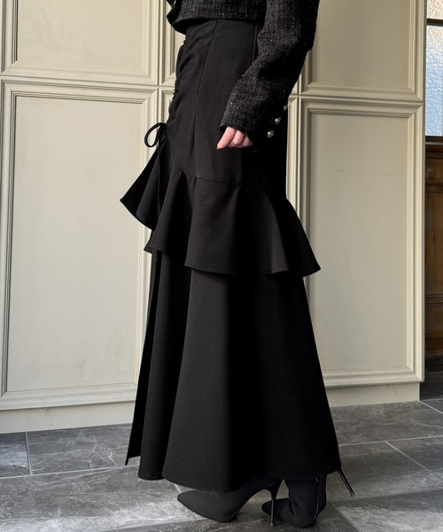 【NO.S PROJECT新品・販売終了品】フリルデンスカート ○ラスト1点○アシンメトリーフリルスカート | Sheglit MiDiom