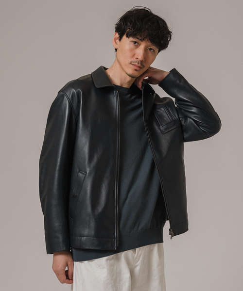 EDIFICE（エディフィス）の「ETS.MATERIAUX(マテリオ) ラムレザー フレンチパイロットジャケット（その他アウター・メンズ・ネイビー・MEDIUM/LARGE）」の6枚目の写真