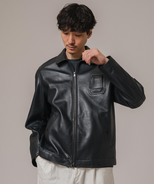 EDIFICE（エディフィス）の「ETS.MATERIAUX(マテリオ) ラムレザー フレンチパイロットジャケット（その他アウター・メンズ・ネイビー・MEDIUM/LARGE）」の9枚目の写真