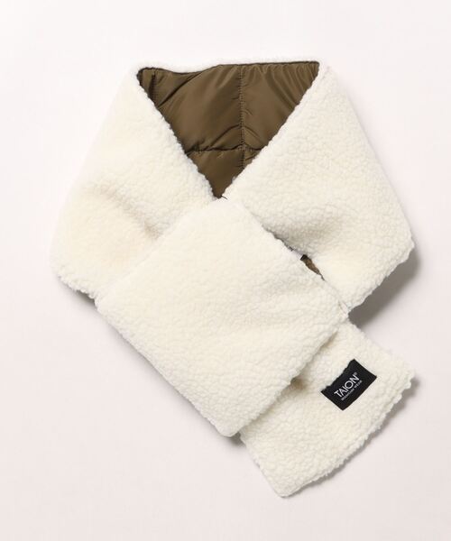 TAION(タイオン)の「【TAION】 REVERSIBLE MOUNTAIN DOWNxBOA SCARF マウンテン リバーシブル ダウン×ボア マフラー(マフラー・メンズ・ブラック/オリーブ/ブラック系/ネイビー・フリー)」の7枚目の写真