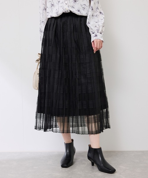 ROPE' PICNIC（ロペピクニック）の「レースプリーツロングスカート（スカート・レディース・ホワイト/ブラック・38）」の2枚目の写真