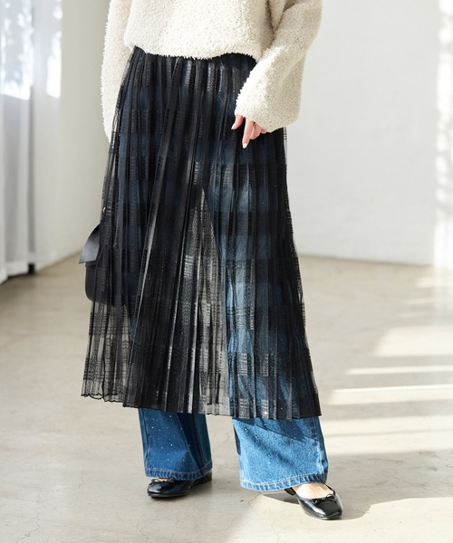 ROPE' PICNIC（ロペピクニック）の「レースプリーツロングスカート（スカート・レディース・ホワイト/ブラック・38）」の3枚目の写真