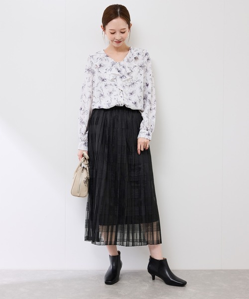 ROPE' PICNIC（ロペピクニック）の「レースプリーツロングスカート（スカート・レディース・ホワイト/ブラック・38）」の4枚目の写真