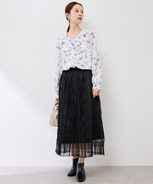 ROPE' PICNIC（ロペピクニック）の「レースプリーツロングスカート（スカート・レディース・ホワイト/ブラック・38）」の5枚目の写真