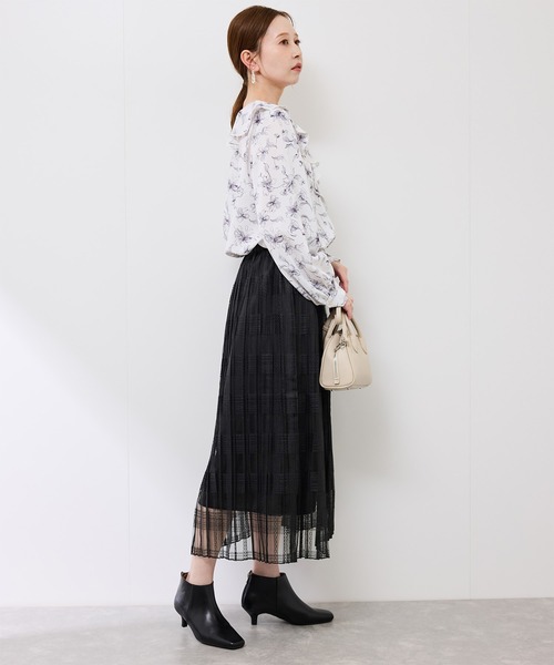 ROPE' PICNIC（ロペピクニック）の「レースプリーツロングスカート（スカート・レディース・ホワイト/ブラック・38）」の6枚目の写真