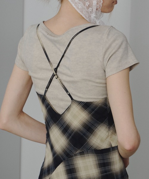 SHAGGIE(シャギー)の「【ViVi掲載】チェック柄/ニュアンス柄バッククロスロングワンピース(ワンピース・レディース・ネイビー/ブラウン・SMALL/MEDIUM)」の11枚目の写真