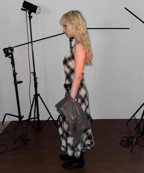 セール】【ViVi掲載】チェック柄/ニュアンス柄バッククロス