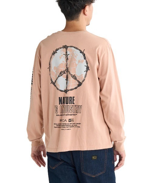 RVCA(ルーカ)の「RVCA メンズ PEACE WIRE LS ロンT/ルーカバックプリント長袖ロンT(Tシャツ/カットソー・メンズ・グレー系その他/クリーム/オレンジ系その他・SMALL/MEDIUM/LARGE/X-LARGE)」の3枚目の写真