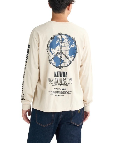 RVCA(ルーカ)の「RVCA メンズ PEACE WIRE LS ロンT/ルーカバックプリント長袖ロンT(Tシャツ/カットソー・メンズ・グレー系その他/クリーム/オレンジ系その他・SMALL/MEDIUM/LARGE/X-LARGE)」の2枚目の写真