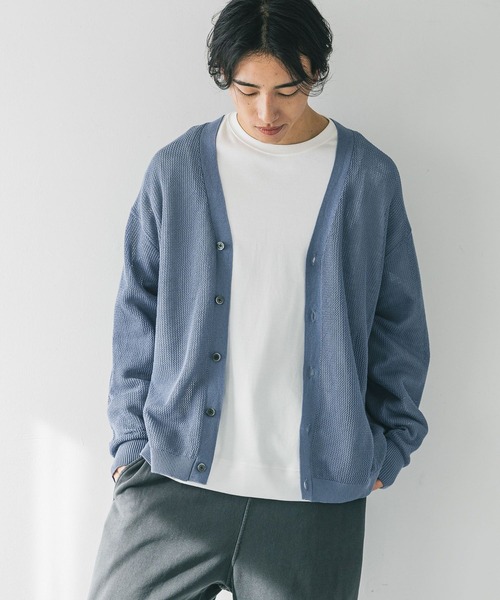 LOWRYS FARM（ローリーズファーム）の「メッシュアミＶカーディガン　 310626（カーディガン/ボレロ・メンズ・ネイビー/ブルー/グレー・FREE）」の3枚目の写真