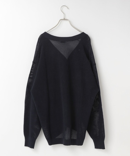 LOWRYS FARM（ローリーズファーム）の「メッシュアミＶカーディガン　 310626（カーディガン/ボレロ・メンズ・ネイビー/ブルー/グレー・FREE）」の4枚目の写真