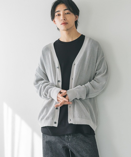 LOWRYS FARM（ローリーズファーム）の「メッシュアミＶカーディガン　 310626（カーディガン/ボレロ・メンズ・ネイビー/ブルー/グレー・FREE）」の13枚目の写真