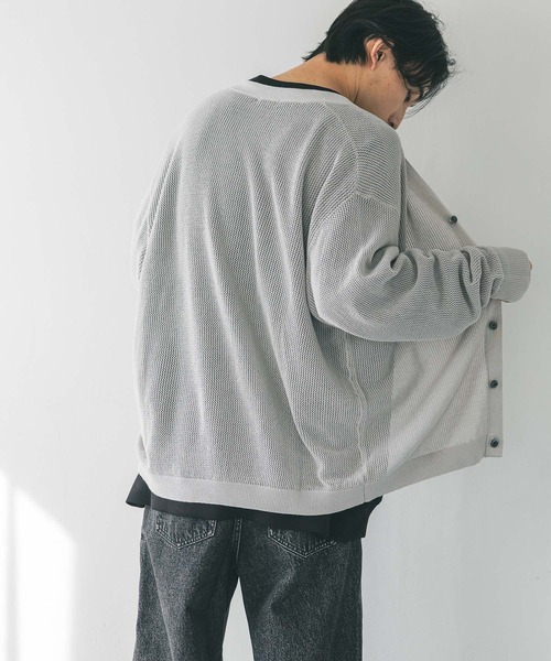 LOWRYS FARM（ローリーズファーム）の「メッシュアミＶカーディガン　 310626（カーディガン/ボレロ・メンズ・ネイビー/ブルー/グレー・FREE）」の14枚目の写真