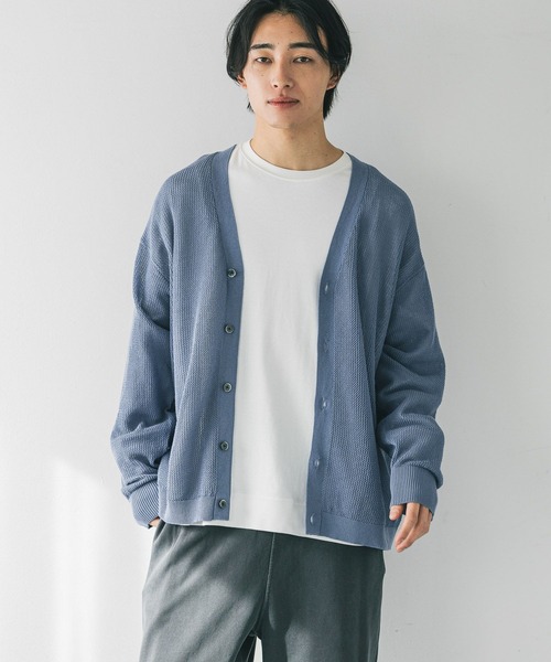 LOWRYS FARM（ローリーズファーム）の「メッシュアミＶカーディガン　 310626（カーディガン/ボレロ・メンズ・ネイビー/ブルー/グレー・FREE）」の17枚目の写真