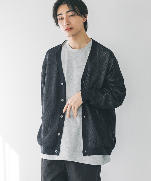 LOWRYS FARM（ローリーズファーム）の「メッシュアミＶカーディガン　 310626（カーディガン/ボレロ・メンズ・ネイビー/ブルー/グレー・FREE）」の20枚目の写真