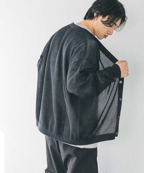 LOWRYS FARM（ローリーズファーム）の「メッシュアミＶカーディガン　 310626（カーディガン/ボレロ・メンズ・ネイビー/ブルー/グレー・FREE）」の21枚目の写真