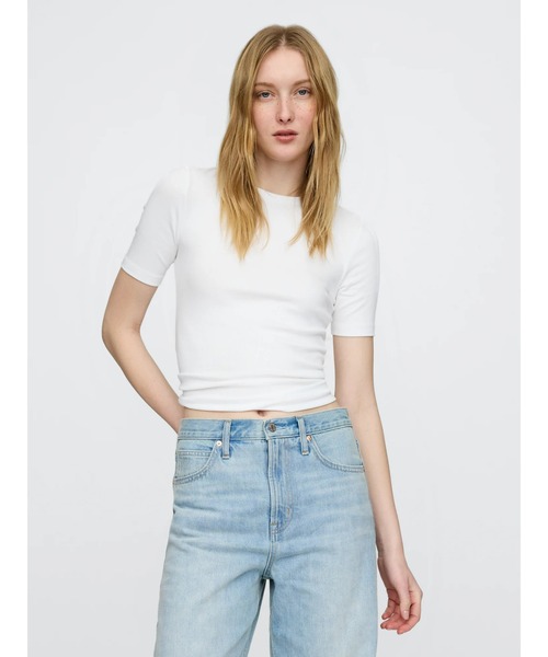 GAP(ギャップ)の「モダン クルーネックTシャツ 半袖(Tシャツ/カットソー・レディース・ブラック/ネイビー/ライトグレー/ホワイト/ブラック×ホワイト・XXS/S/XL/XS/M/L)」の2枚目の写真