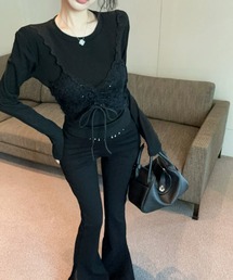 Sheer top with lace / レース付きシアートップス 秋物 秋服 2026年秋冬