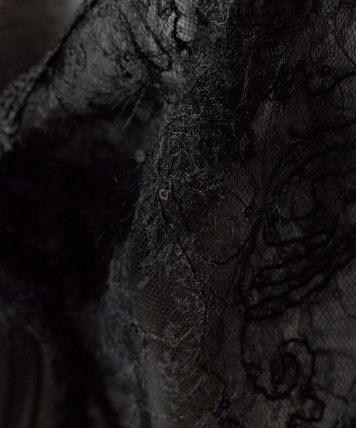 Chick（チック）の「Sheer top with lace / レース付きシアートップス 秋物 秋服 2026年秋冬（Tシャツ/カットソー・レディース・グレー/ブラック/ホワイト・FREE）」の8枚目の写真