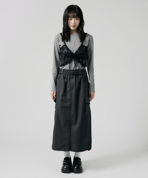 Chick（チック）の「Sheer top with lace / レース付きシアートップス 秋物 秋服 2026年秋冬（Tシャツ/カットソー・レディース・グレー/ブラック/ホワイト・FREE）」の21枚目の写真