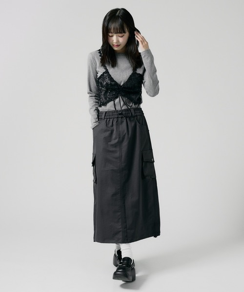 Chick（チック）の「Sheer top with lace / レース付きシアートップス 秋物 秋服 2026年秋冬（Tシャツ/カットソー・レディース・グレー/ブラック/ホワイト・FREE）」の22枚目の写真