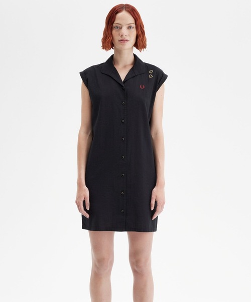FRED PERRY(フレッドペリー)の「Amy Winehouse Open Collar Shirt Dress/エイミー・ワインハウス オープンカラーシャツワンピース(シャツワンピース・レディース・ブラック・10)」の5枚目の写真