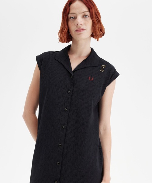FRED PERRY(フレッドペリー)の「Amy Winehouse Open Collar Shirt Dress/エイミー・ワインハウス オープンカラーシャツワンピース(シャツワンピース・レディース・ブラック・10)」の2枚目の写真