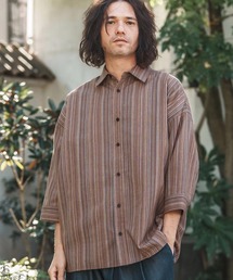ms5959-Multi Stripe 3-4 Sleeve Relax Shirts 7分袖シャツ