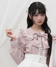 はしごレースフリルリボンブラウス