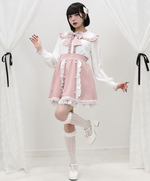 DearMyLove(ディアマイラブ)の「はしごレースフリルリボンブラウス(シャツ/ブラウス・レディース・ブラック×ホワイト/ホワイト×ブルー/ベビーピンク/ホワイト×ピンク・LARGE/MEDIUM/3L/LL)」の16枚目の写真