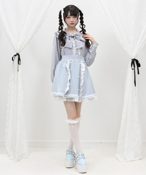 DearMyLove(ディアマイラブ)の「はしごレースフリルリボンブラウス(シャツ/ブラウス・レディース・ブラック×ホワイト/ホワイト×ブルー/ベビーピンク/ホワイト×ピンク・LARGE/MEDIUM/3L/LL)」の11枚目の写真