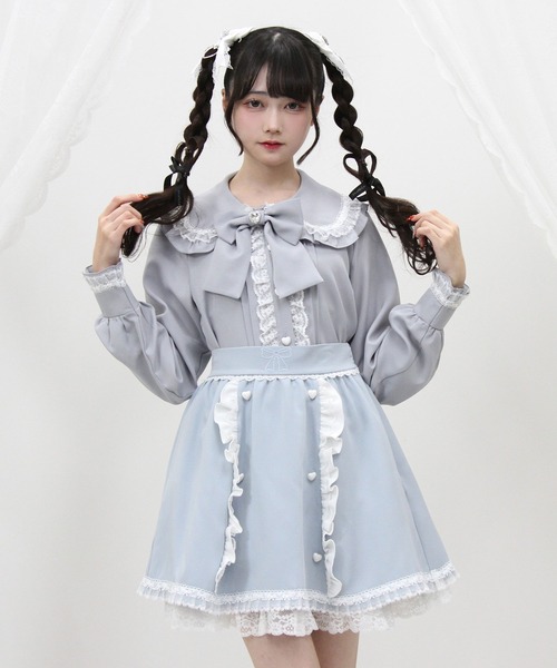 DearMyLove(ディアマイラブ)の「はしごレースフリルリボンブラウス(シャツ/ブラウス・レディース・ブラック×ホワイト/ホワイト×ブルー/ベビーピンク/ホワイト×ピンク・LARGE/MEDIUM/3L/LL)」の10枚目の写真